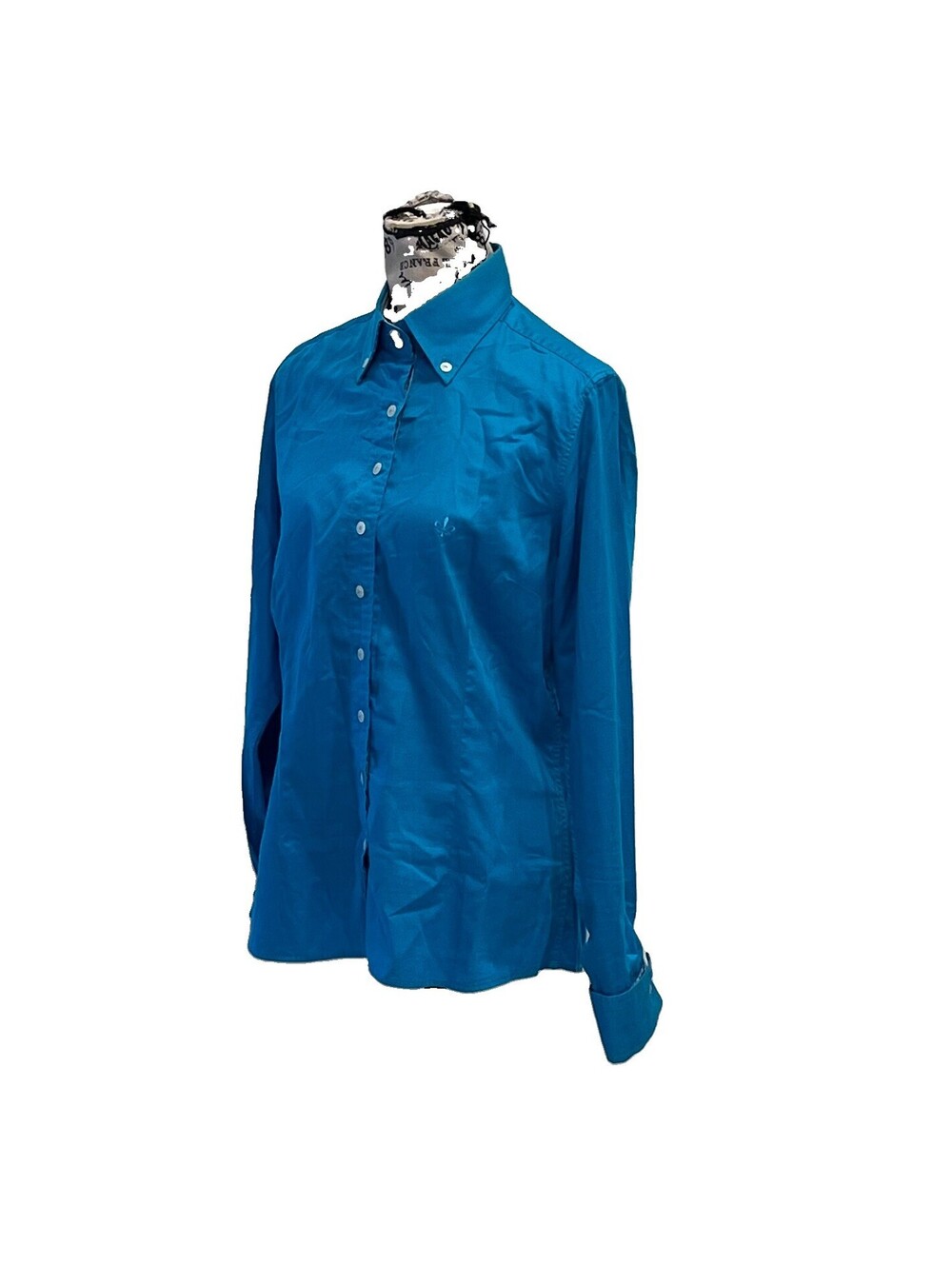 Dudalina Women’s 42 m Turquoise Blue Egyptian Cotton Button Down Shirt Brazil - Picture 3 of 11